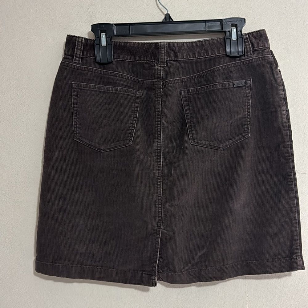 LL Bean Women 10Pet Brown Corduroy Short Pencil Skirt - Picture 2 of 12